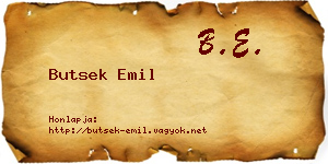 Butsek Emil névjegykártya
